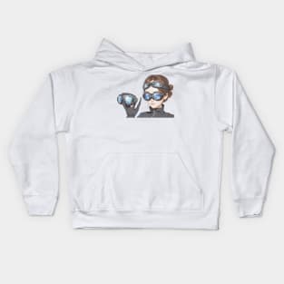 Girl with goggles Kids Hoodie
